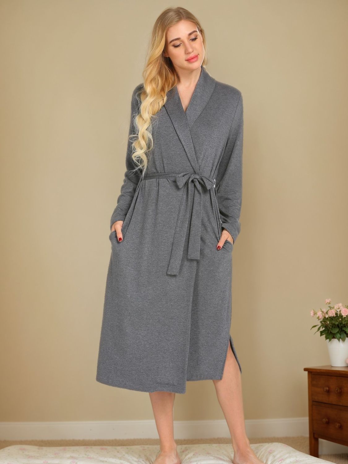 Tied Lounge Robe with Pockets