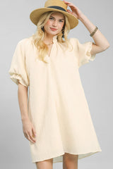 Umgee Linen Blend Ruffle Dress