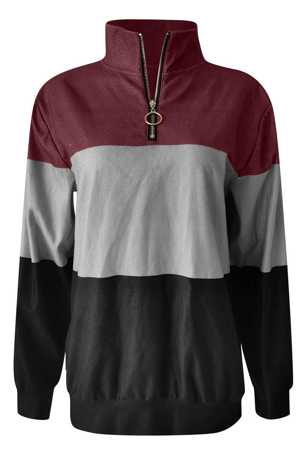 Color Block Quarter Zip Long Sleeve Sweatshirt