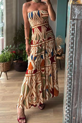 Smocked Printed Tube Dress