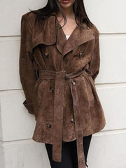 Double Breasted Tie Waist Coat