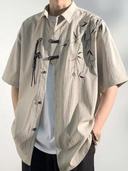 Men's Casual Bamboo Print Half Sleeve Shirt