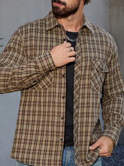 Men's Cotton Plaid Long Sleeve Shirt
