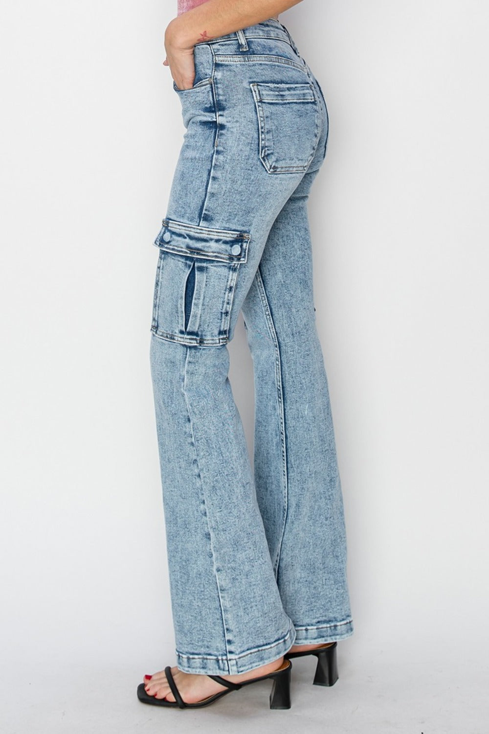 High Rise Cargo Flare Jeans