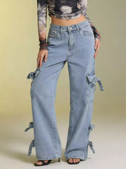 Wide Leg Bow Jeans