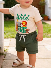 Children's Graphic Round Neck Tee and Shorts Set