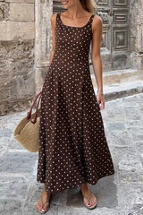 Polka Dot Print Sleeveless Maxi Dress