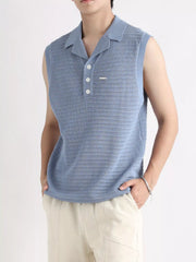 Men's Breathable Knit Polo Collar Tank