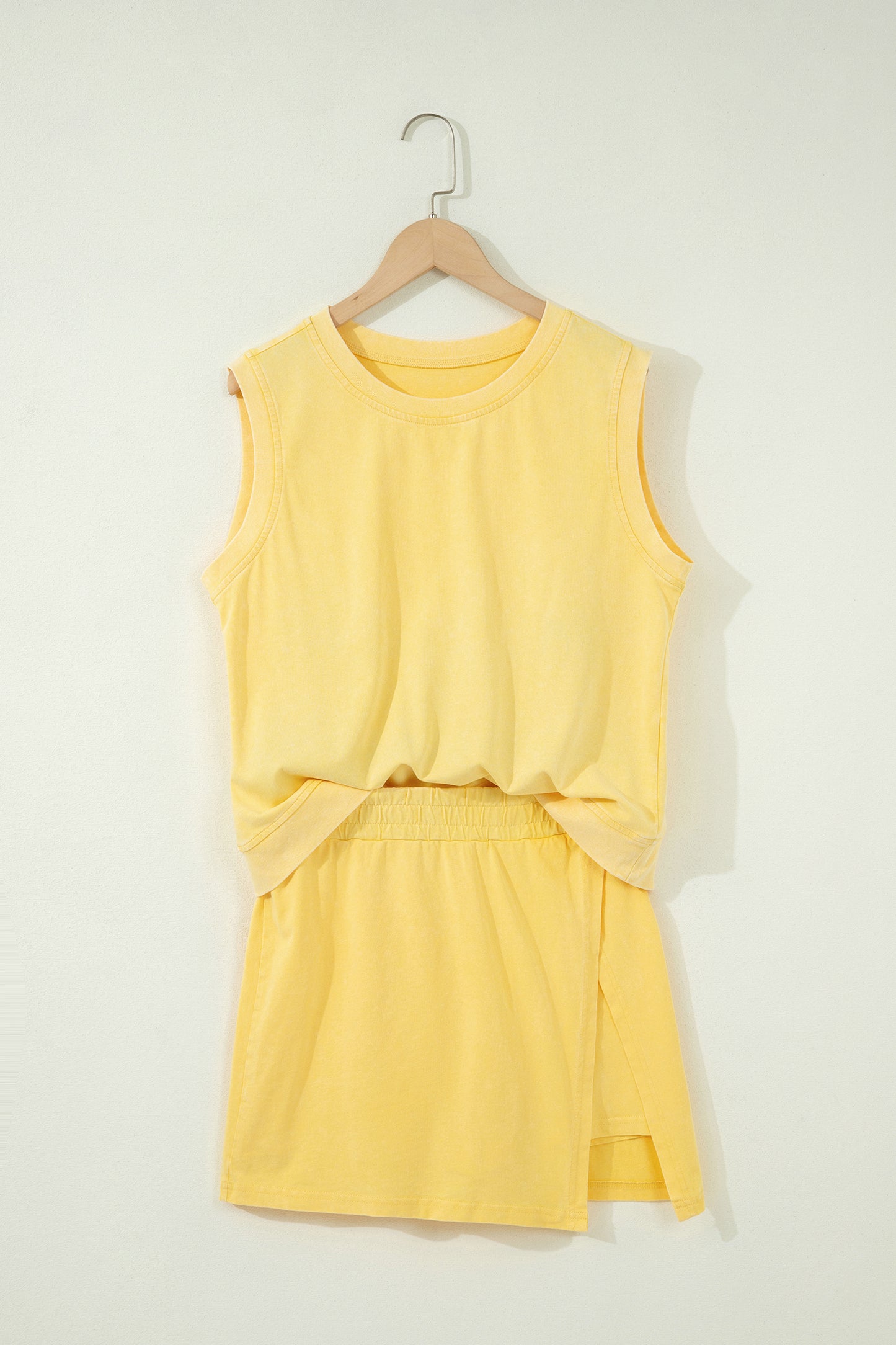 Washed Look Sleeveless Top and Skort Set