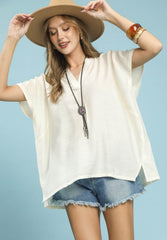 V-Neck Short Sleeve Blouse