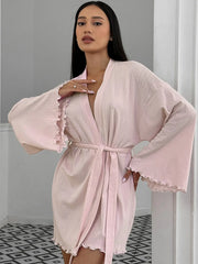 Tie Waist Kimono Sleeve Robe