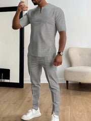 Men's Casual Short-Sleeve Top and Pants Set