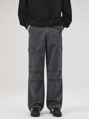 Men's Multi-Pocket Cargo Pants with Ruched Detail
