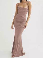 Spaghetti Strap Ruched Maxi Dress