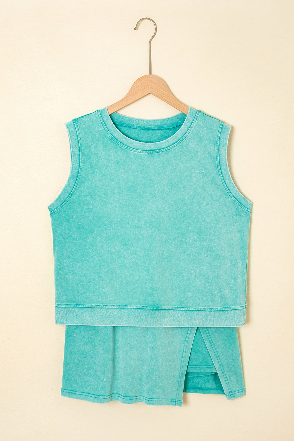 Washed Look Sleeveless Top and Skort Set