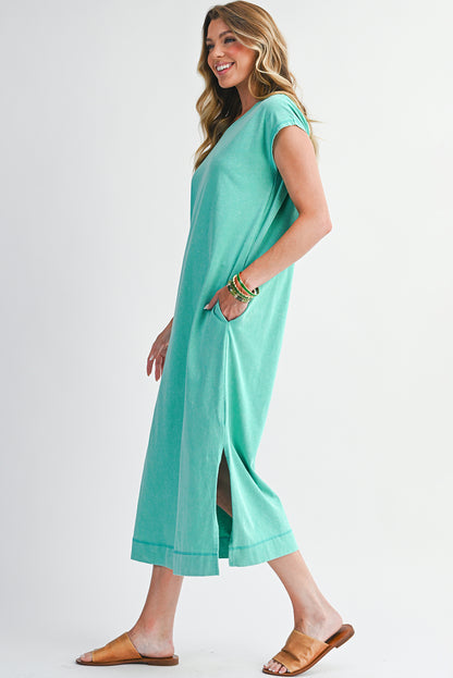 Mineral Wash Pocketed T-shirt Dress