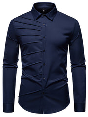 Men's Slim Fit Ruched Long Sleeve Shirt