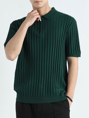 Men's Cotton Ribbed Knit Short Sleeve Polo