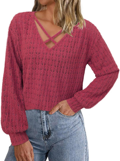 Crisscross Cutout Long Sleeve Top