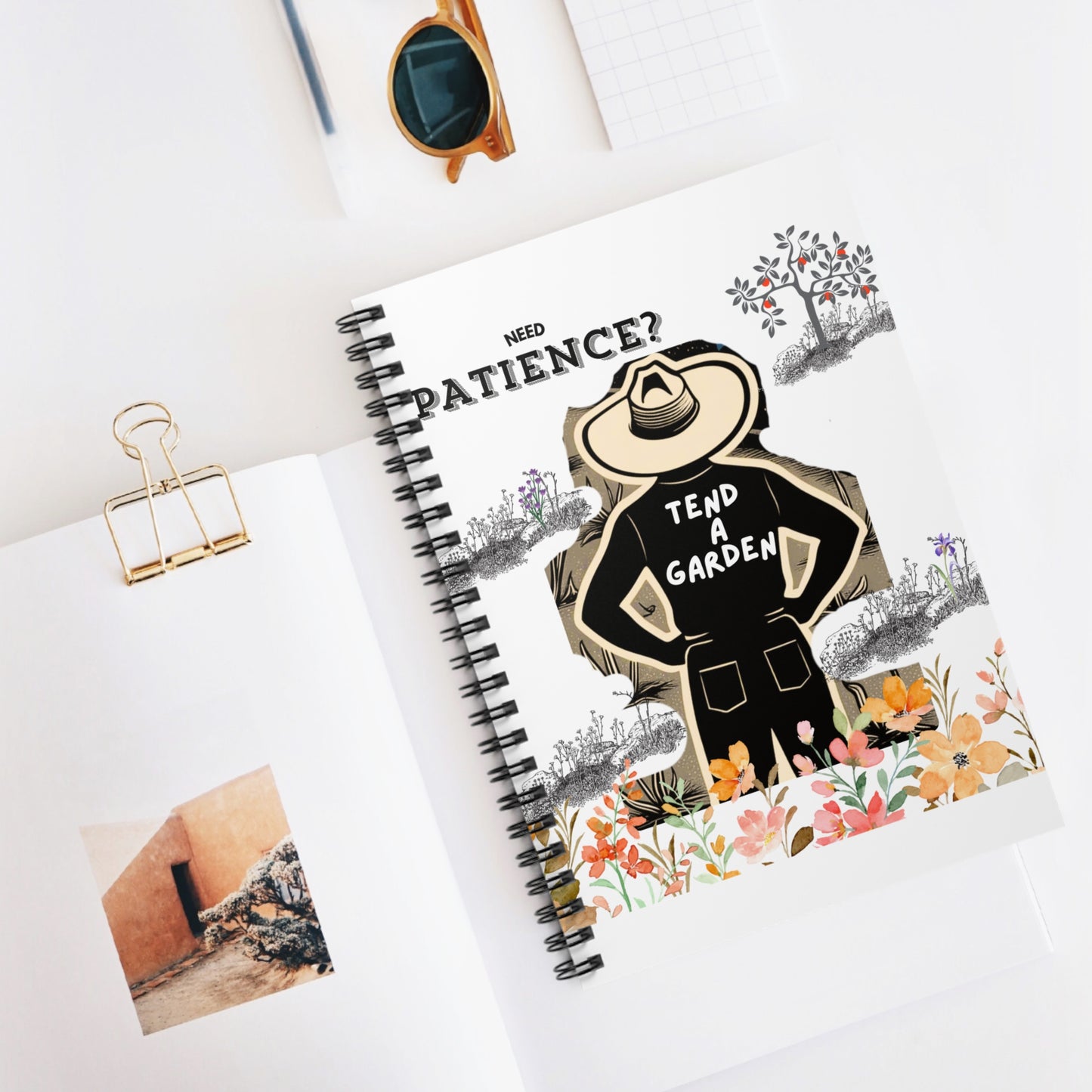Need Patience? Tend A Garden Spiral Notebook, Gardeners Notebook, Nature Lover Journal, Floral Planner, Gardening Diary, Plant Lover Gift