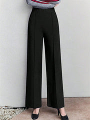 Cotton High-Waisted Wide Leg Pants