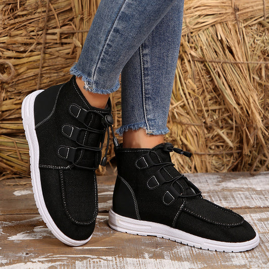 Women's Lace-Up Round Toe Flat Sneakers