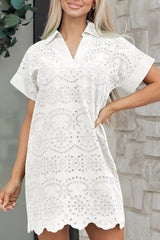 Eyelet Embroidered T-Shirt Mini Dress
