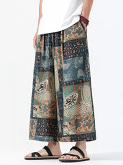 Men's Vintage Print Wide Leg Pants