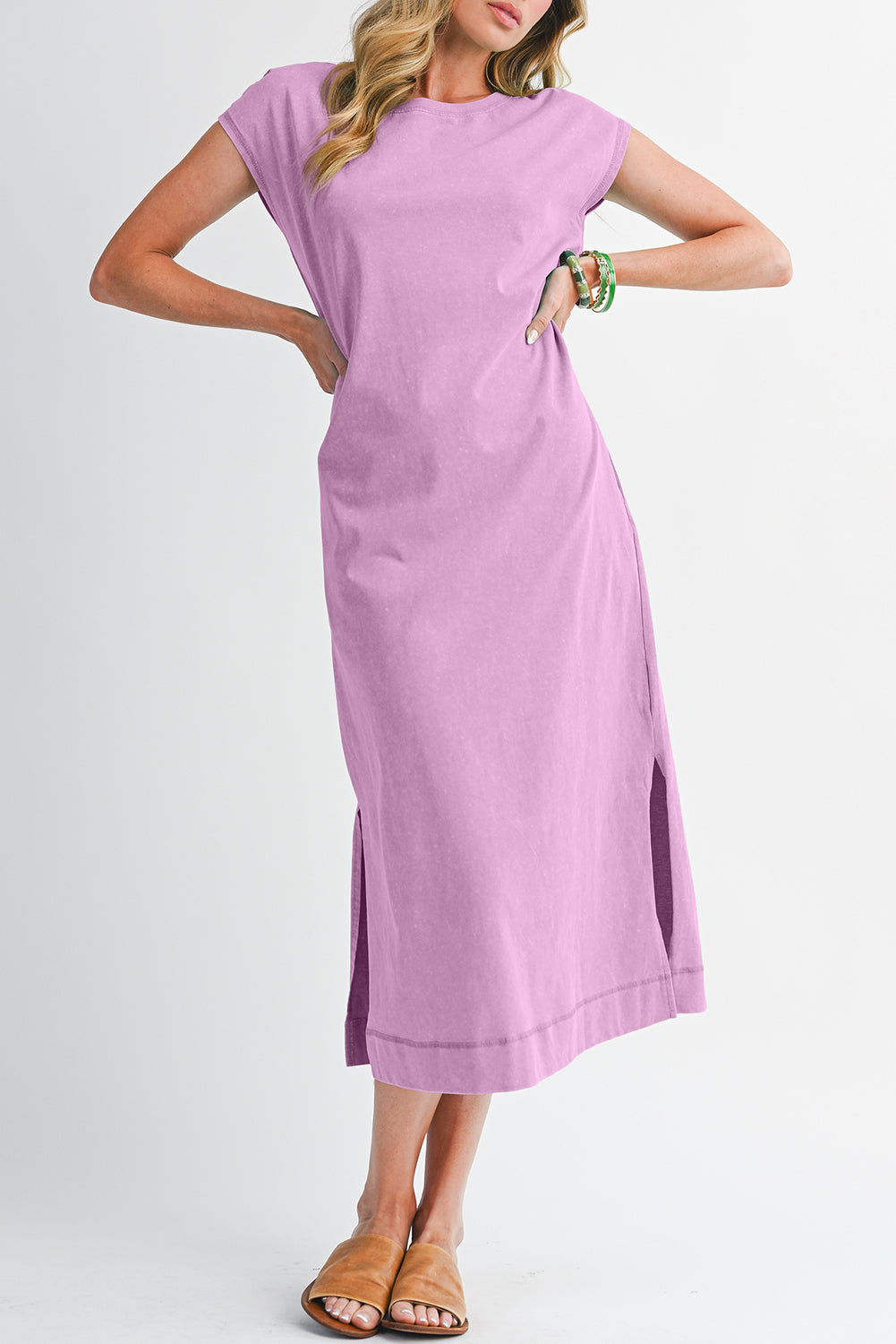 Mineral Wash Pocketed T-shirt Dress