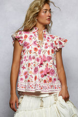 Tassel Tied Flutter Sleeve Blouse