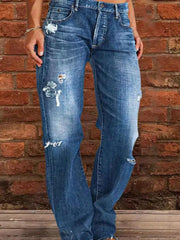 Distressed Raw Hem Jeans
