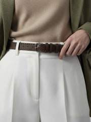 Braided Leather Skinny Belt