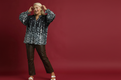 Floral Print Blouse with Balloon Sleeves