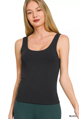 Zenana Double Layered Double Scoop Tank Top