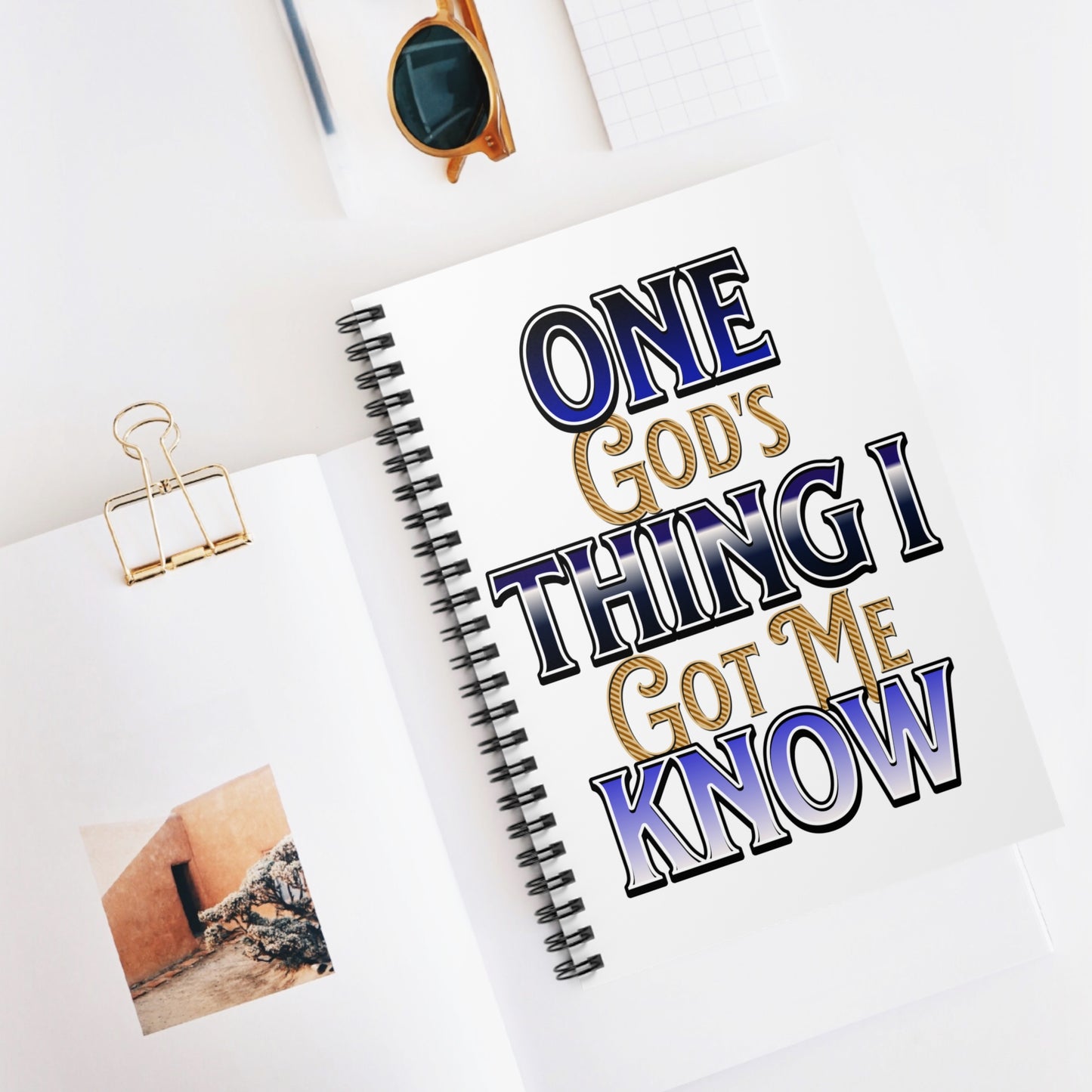 Ruled Line Spiral Notebook - God's Got Me Design