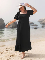 Plus Size Ruffled Hem Short Sleeve Dress