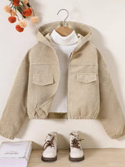 Children's Casual Corduroy Hooded Jacket