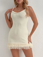 Fringe Hem Knit Cami Dress