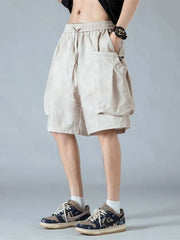 Men's Elastic Waist Multi-Pocket Cargo Shorts