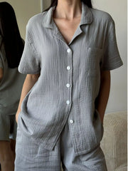 Cotton Short Sleeve Shirt and Shorts Set