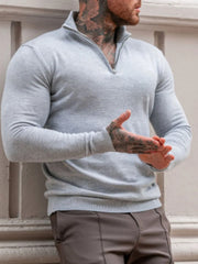 Men's Plus Size Quarter Zip Long Sleeve Sweater