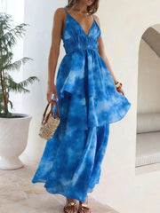 Tie-Dye Layered Maxi Dress