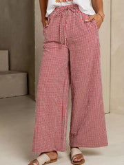 Viscose Gingham-Print Pants