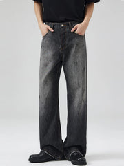 Men's Black Vintage Wide Leg Jeans