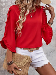 Ruffle 3/4 Sleeve Blouse