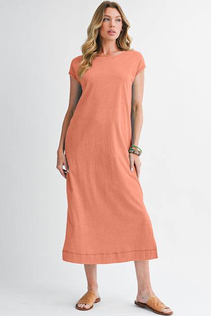 Mineral Wash Pocketed T-shirt Dress