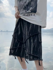 Men's Distressed Hem Denim Shorts