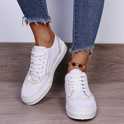 Women's Lace-Up Suedette Flat Sneakers