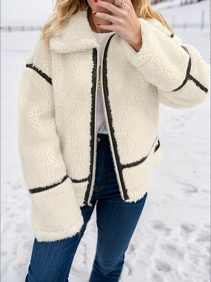 Women's Zip Up Long Sleeve Sherpa Jacket