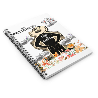 Need Patience? Tend A Garden Spiral Notebook, Gardeners Notebook, Nature Lover Journal, Floral Planner, Gardening Diary, Plant Lover Gift